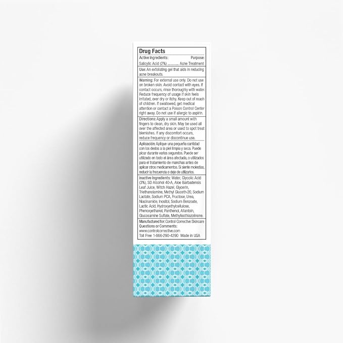 CONTROL CORRECTIVE Acne Spot Treatment, 1 Oz - Reduce & Treat Acne Breakouts, Potent Blend Of Lactic & Glycolic Acid, Exfoliating, Lightweight Gel, No Parabens Or Dyes, Calming Aloe Vera, Witch Hazel