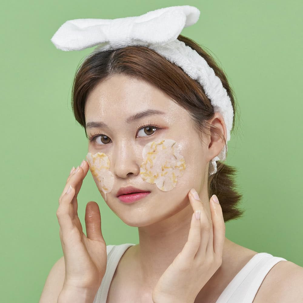 miss dragon Chamomile Collagen Patch Mask (10 Pack) – Cruelty Free Collagen Korean Skincare Facial Cotton Sheet Mask for Sensitive Skin