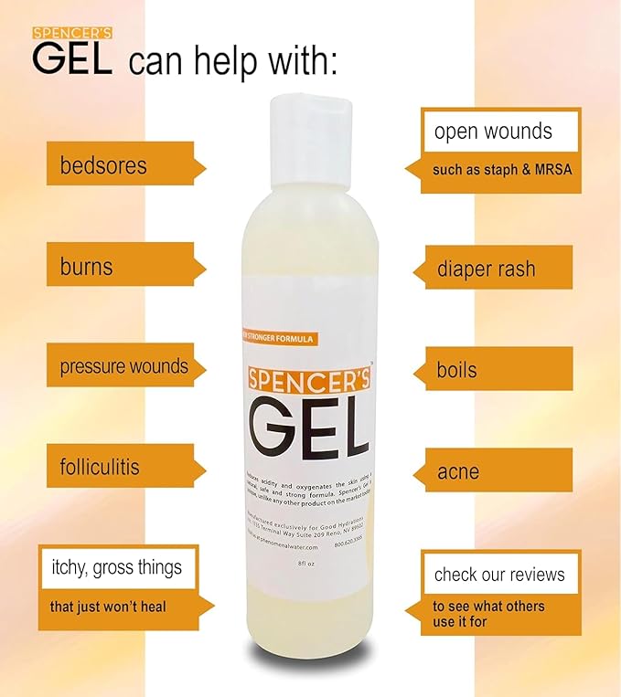 Spencer's Gel Alkaline Formula (8oz) Since 2004 The Only High-pH Solution for Stubborn Skin Issues (Boils, Furuncles, Ulcerations, Pressure Wounds, etc.) Non-Stinging, Fast-Acting