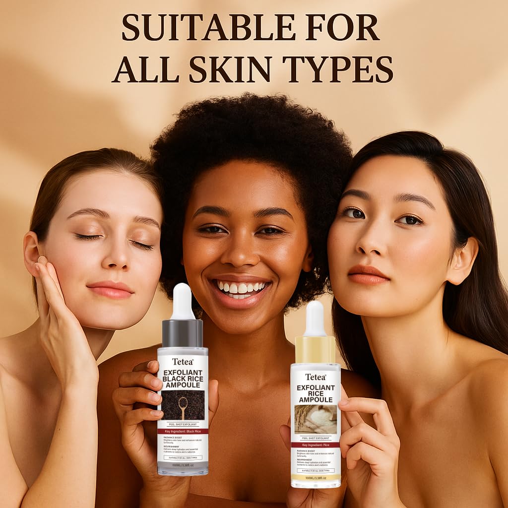 Peel Shot Glow Rice Ampoule Duo – 2 PCS White & Black Rice Facial Serum | Lightweight Hydrating Formula for All Skin | 3.38 Fl Oz Each