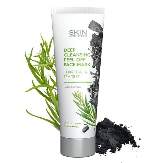 Charcoal & Tea Tree Peel-Off Face Mask - Blackhead Remover, Acne Treatment, Unclogs Pores, Deep Cleansing - Dermatologist Tested Korean Skincare, Clean Beauty, Cruelty-Free - 6.7 Fl oz