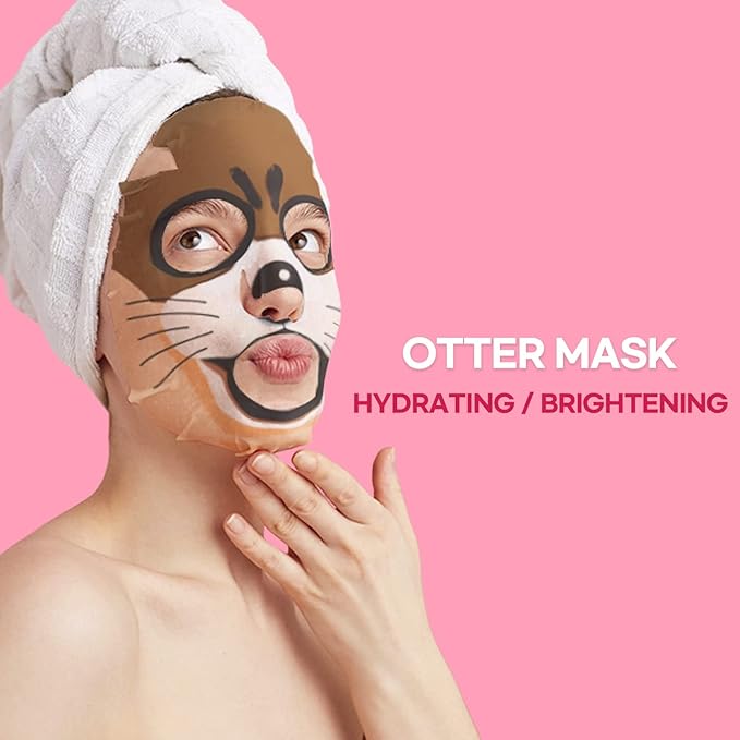 Epielle Animal Character Sheet Masks 6 Pack, Moisturizing & Hydrating Face Mask with Hyaluronic Acid & Botanical Extract, Korean Skin Care, Girls Spa Party Favors, Sleepover, Self Care Gifts for Women