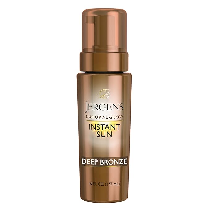 Jergens Natural Glow 3-Day Self Tanner for Medium to Deep Skin Tone, Sunless Tanning Moisturizer & Natural Glow Instant Sun Body Mousse, Self Tanner for Deep Bronze Tan