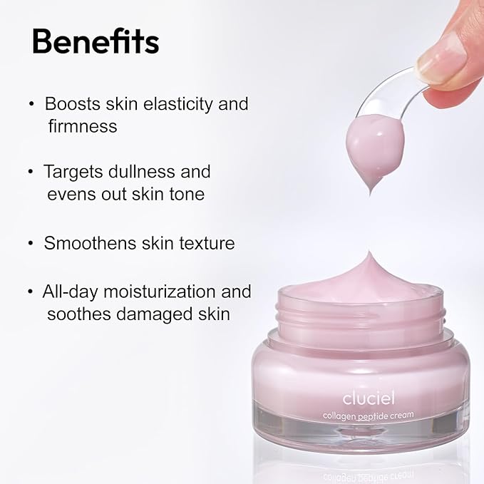 Collagen Peptide Cream I Moisturizer with Collagen, 7 Peptides, Niacinamide, Blemish Relief Care, Repairs Skin Barrier, Boosts Elasticity, 24h Glow & Plumped Skin (50ml / 1.69 fl.oz)