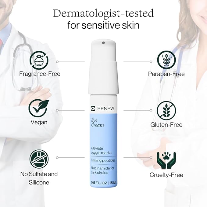 Dermasport Eye Cream for Athletes Moisturizer for Men & Women Fights Anti-Aging Wrinkles Dark Circles Under Eye Treatment Puffiness & Under Eye Bags Travel Size Eye Cream