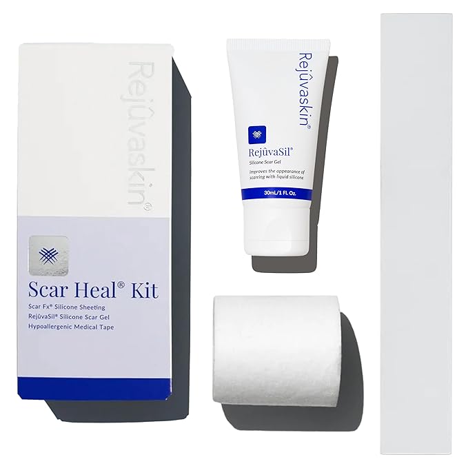 Rejuvaskin Scar Heal Kit for C-Section Scars, Soften, Flatten, Reduce and Recover, Silicone Sheeting, RejuvaSil Gel & Medical Tape, C-Section Sheet