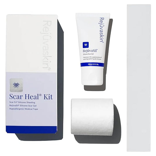 Rejuvaskin Scar Heal Kit for C-Section Scars, Soften, Flatten, Reduce and Recover, Silicone Sheeting, RejuvaSil Gel & Medical Tape, C-Section Sheet