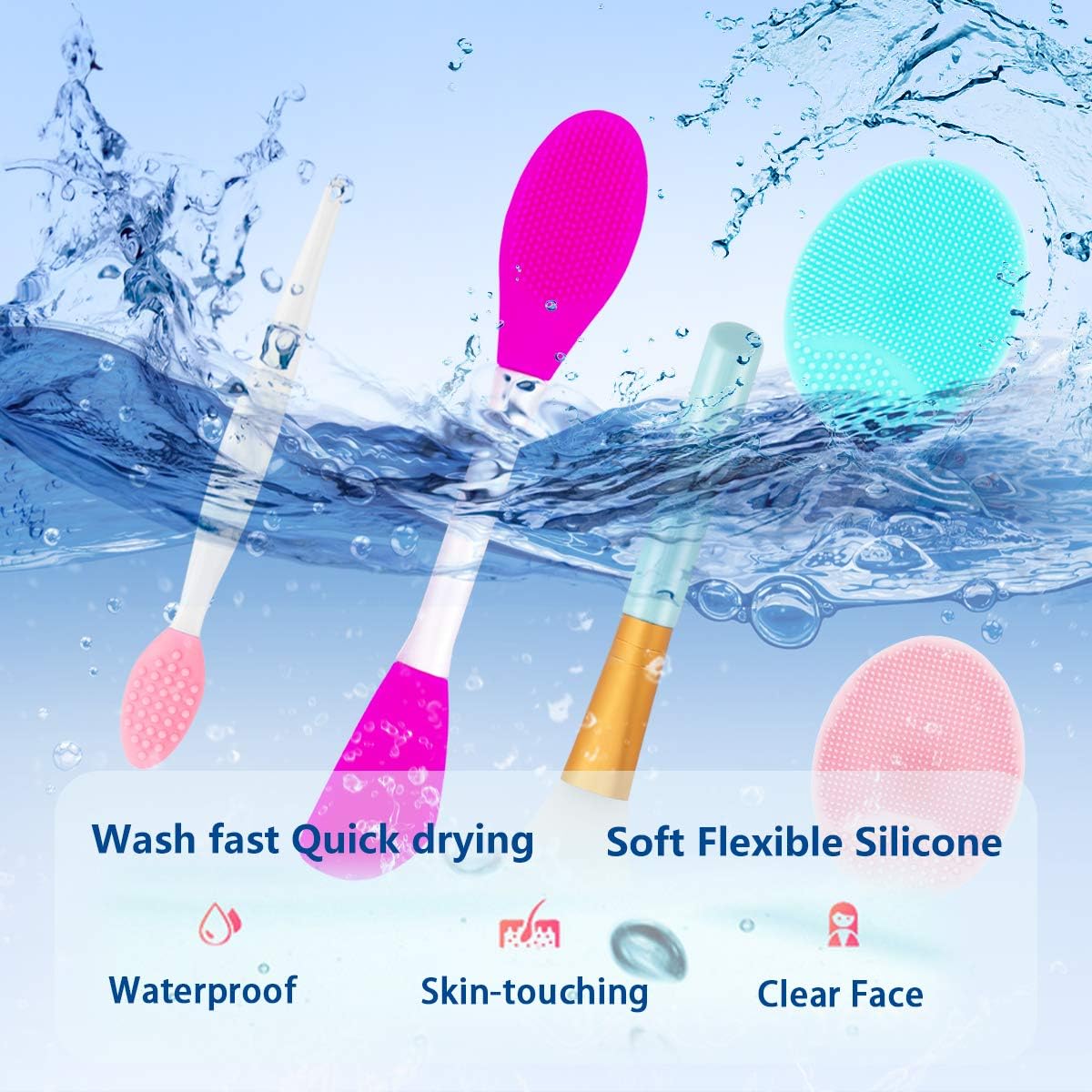 5PCS Silicone Scrubber Set, Lip & Face Cleansing Brush and 2PCS Exfoliating Face Brush for Men & Women