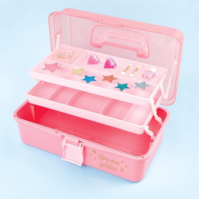 3C4G Pink and Gold Hard Case Makeup Storage