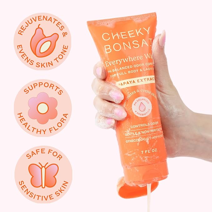 Cheeky Bonsai Feminine Full Body Wash for Women - Removes Odor - pH Balanced - Gentle on Sensitive Skin - No Dyes or Parabens - Hypoallergenic - Gynecologist Approved - 7 oz