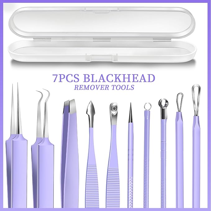 Teenitor Pimple Popper Tool Kit and Blackhead Remover Tools, Ingrown Hair Tweezers, Professional Blackhead Extractor Pimple Extractor Comedone Extractor, Black Head Remover for Face