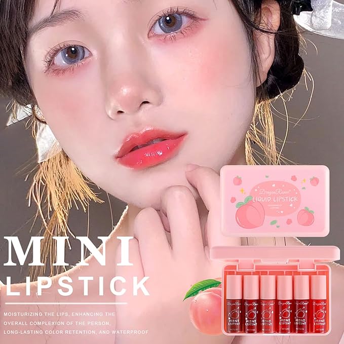 6 Colors Peach Lip Tint Stain Set, Matte Lip