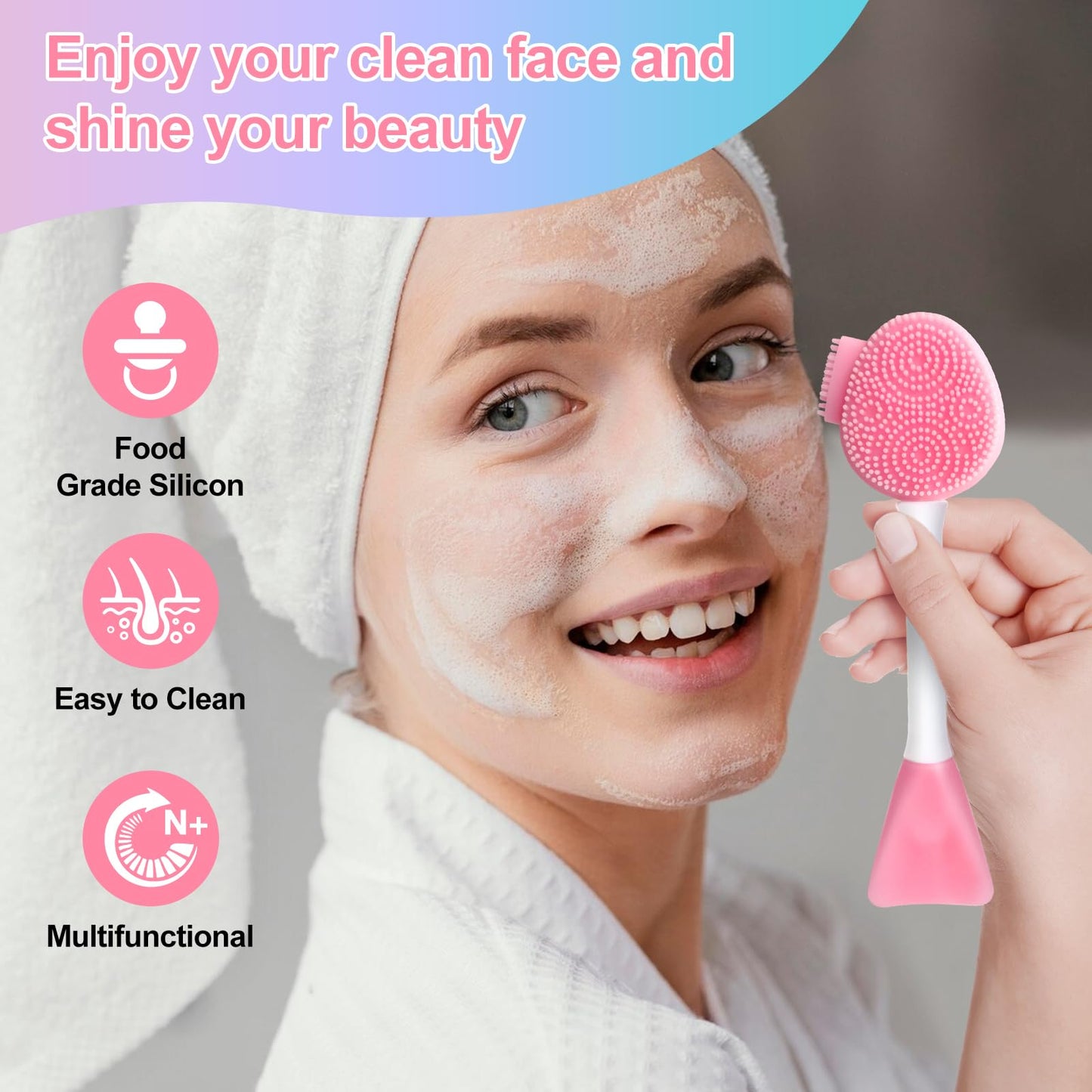 MUIIGOOD Silicone Face Scrubber Face Mask Brush Exfoliating Lip Cleansing Facial Cleansing/Wash Brush Exfoliator Blackhead Skin Care Tool Makeup Removes Dead & Dry Skin for Women Grils Men