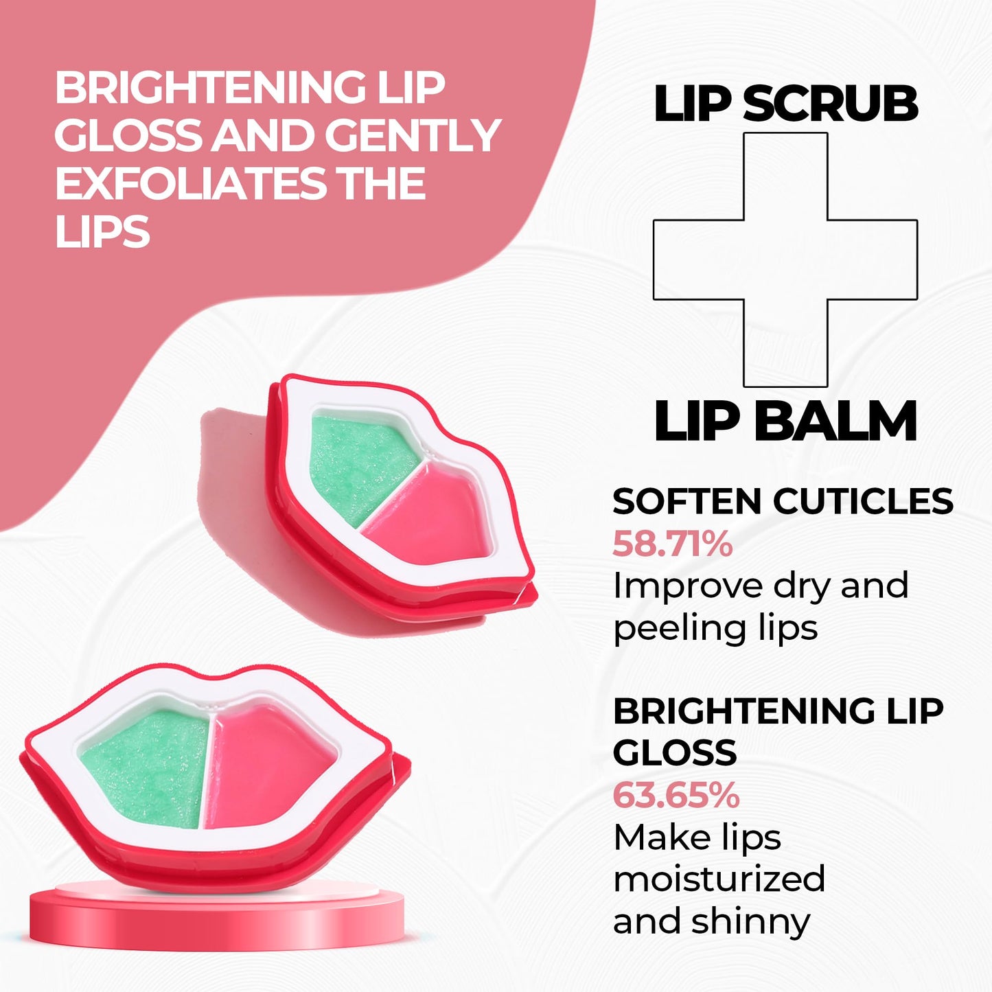2 in 1 Lip Care Kit with Apple Lip Scrub Exfoliator 28g and Peach Balm Moisturizer 20g – Intense Hydration Set for Dry, Chapped, Cracked Lips (48g)