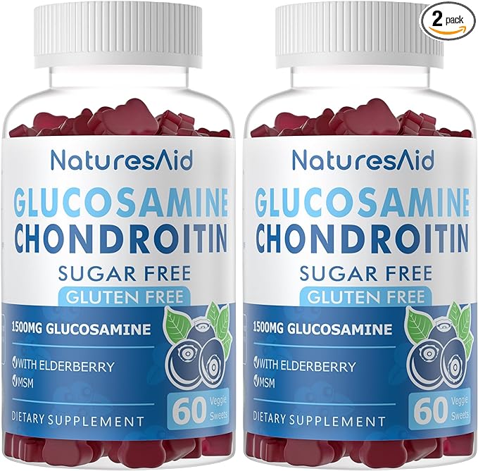 Glucosamine Chondroitin Gummies with MSM & Elderberry Extra Strength - Joint Support, Antioxidant Immune Support Supplement for Adults, Men & Women.(2 Pack)
