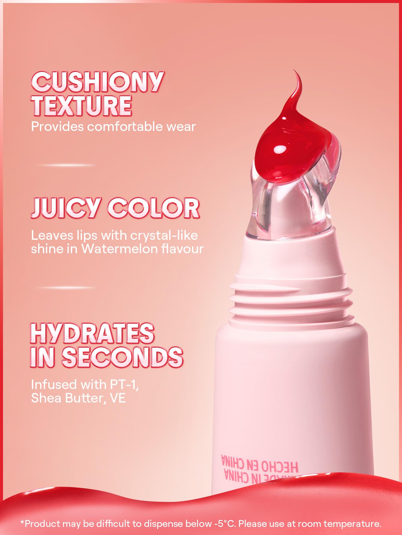 SHEGLAM Crystal Glaze Moisturizing Lip Gloss Hydrating Jelly Long Lasting Waterproof Plumping Lip Gloss-Watermelon Sorbet