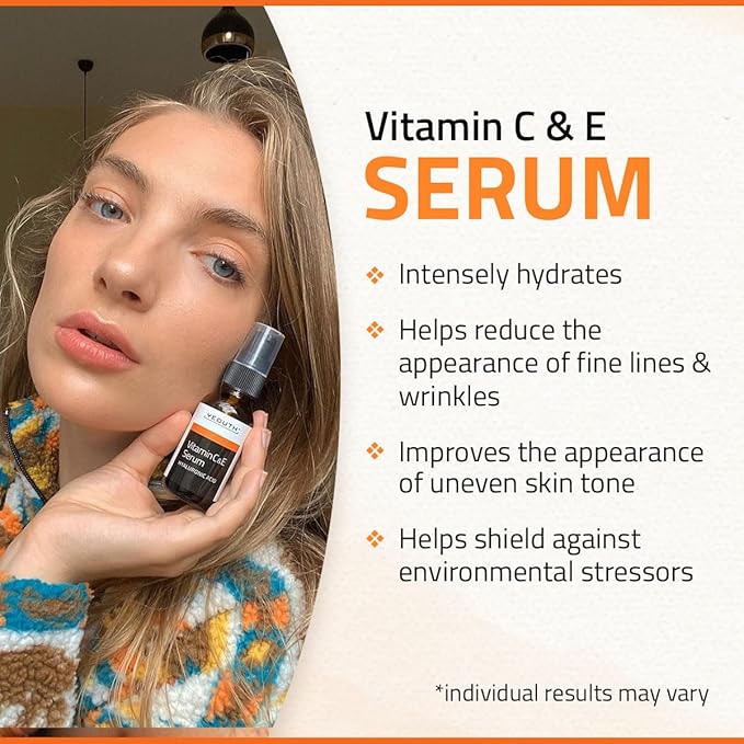 YEOUTH Vitamin C Face Serum with Hyaluronic Acid, Hydrating Vitamin C Serum for Face, Targets the Appearance of Dull Spots 2oz