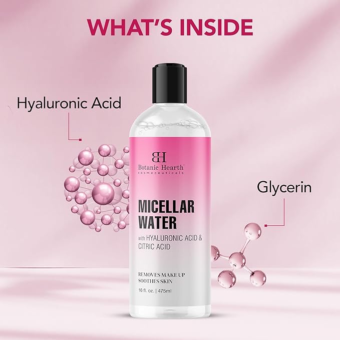 Botanic Hearth Micellar Water | Gently Cleanses, Makeup Remover With Dual|Phase Formula, Pack Of 2 (16 Fl Oz Each) | Suitable For All Skin Types
