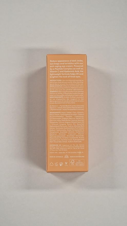 Sand & Sky Australian Essentials Anti-Aging Eye Cream with Peptides & Vitamin C - Under-Eye Brightening Formula, Reduces Dark Circles & Puffiness