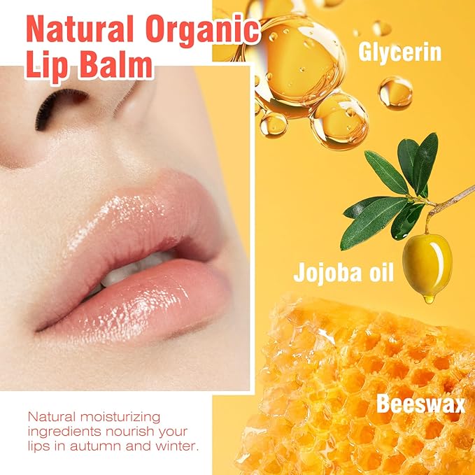 Flavored Lip Balm Set, 4 Scents-