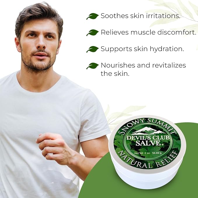 Handmade Alaska Devil's Club Salve - Skin Ointment with Light Scent, Premium Herbal Formula - USA Made, Tradition Inspired Muscle Rub - 2 oz. Jar