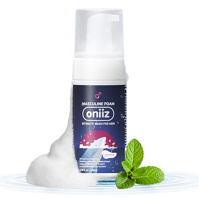 Masculine Foam Amorous | 3-Barrier Intimate Protection | Gentle Intimate Wash for Men | pH Balanced | Natural Ingredients | Warm & Attractive Fragrance | Removes Sweat, Bad Odor 3.38 fl. oz