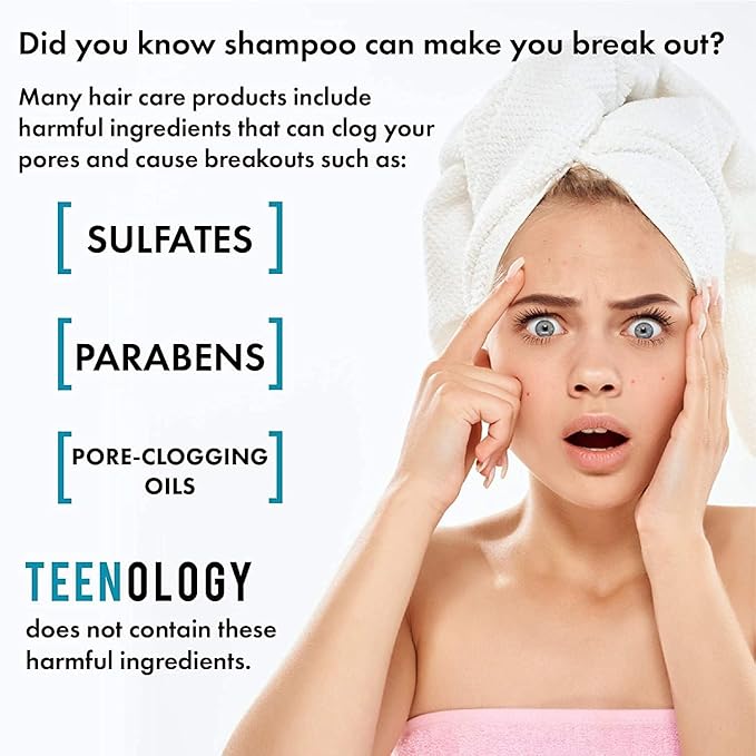 Teenology Conditioner for Teens - Avoid Forehead and Body Acne - Sulfate and Paraben Free, Noncomedogenic, Natural Botanical Extracts, NEW Fresh Papaya - 16 oz.