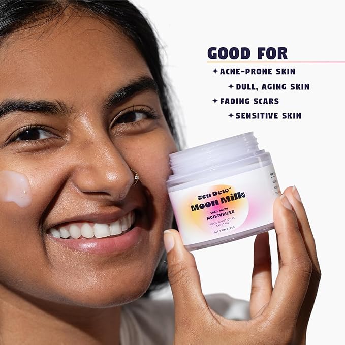 Moon Milk Snail Mucin Moisturizer Gel Cream 3.52 Oz - Blue Light Skin Protection - Korean Snail Mucin Serum Cream that Replenishes Moisture & Leaves Skin Brighter, Plumper, Soothed & Smooth