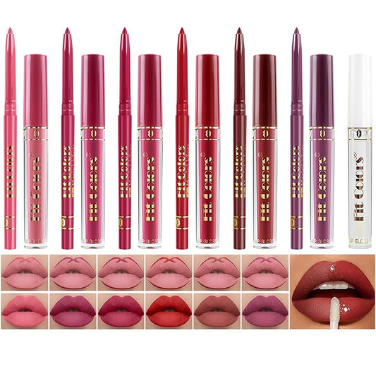 6 Colors Liquid Lipstick + Lip Liner Pen