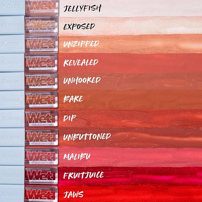 Kosas Wet Lip Oil Gloss - Hydrating Lip Plumping Treatment with Hyaluronic Acid & Peptides, Non-Sticky Finish (Exposed)