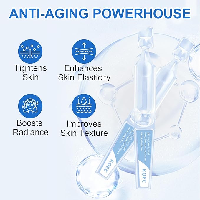 30 Pcs Hyaluronic Acid Serum Vials, Ultra Hydrating 5% Hyaluronic Acid serum Tubes, Hydrating Face Serum for Women Anti Aging, 1.5ml * 30pcs