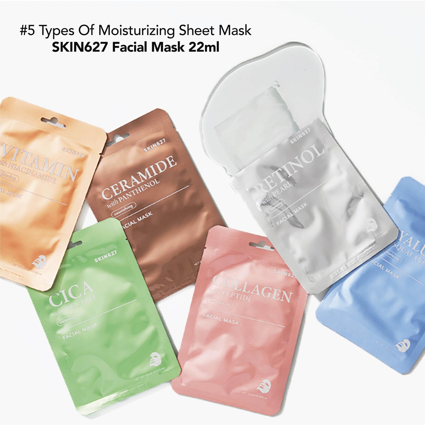 Innerest SKIN627 Bulk 24PK Face Masks Skincare, Facial Mask, Sheet Masks Korean (24PK Hyaluron with Squalane)
