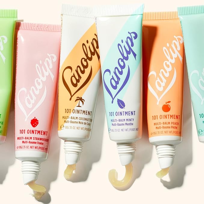 Lanolips 101 Ointment - Lanolin Lip Balm for Smooth, Hydrated & Healthy Lips - Multipurpose Ointment with Lanolin Oil for Dry Cuticles & More - Peach (0.52 oz)