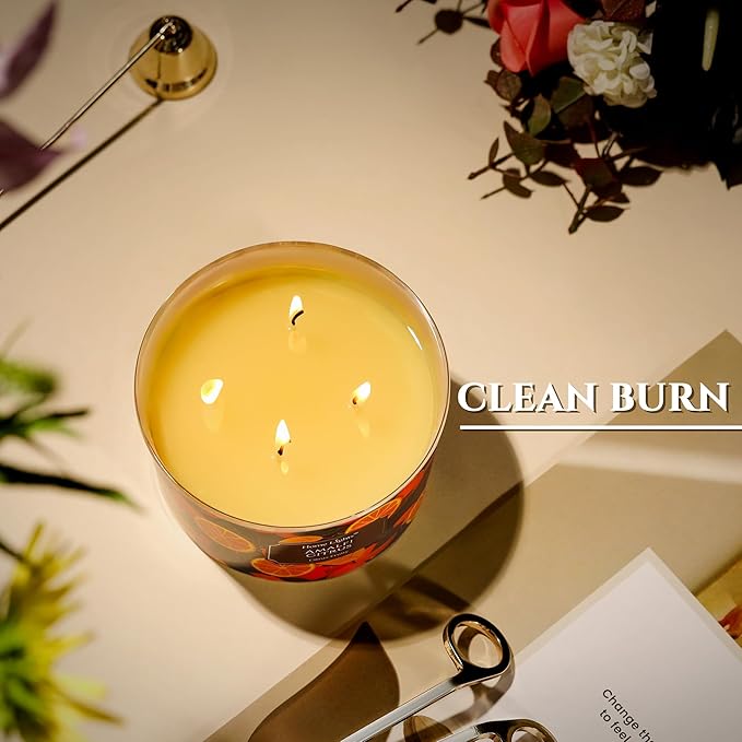 HomeLights 4-Wick Candles for Home Scented - 18oz Soy Wax Blend Candle Long-Lasting Fragrance, Eclectic Mixed Styles Home Decor and Housewarming Gifts, Amalfi Citrus