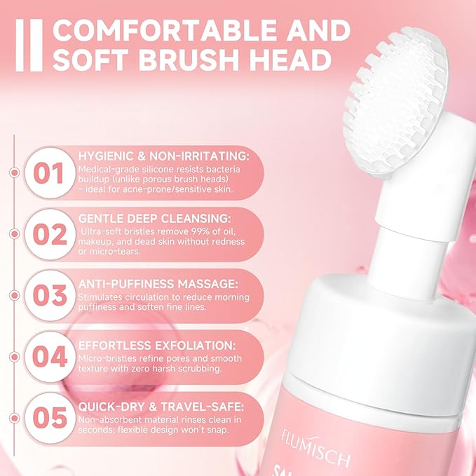 Salmon DNA PDRN Facial Cleanser | Low pH Hydrating Daily Foaming Face Wash with Soft Massage Heads | PDRN, Collagen & LHA | Gentle Pore Care & Radiant, Balanced-Looking Skin | 4.06 fl. oz