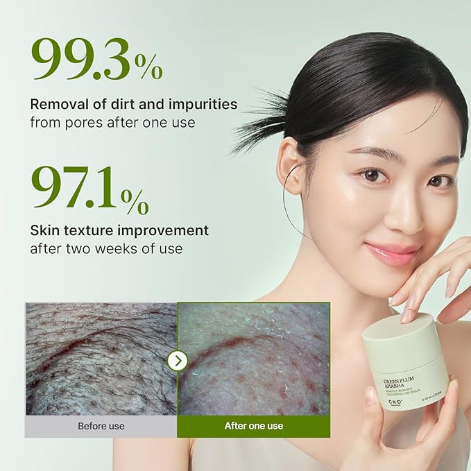 CKD Green Plum AHA·BHA Grinding Cleansing Oil Balm - Sherbet Balm Cleanser for Makeup, Sebum & Blackhead Removal. Exfoliating with 4-Acid Complex for All types of Skin. Korean Skincare.1.75 fl oz