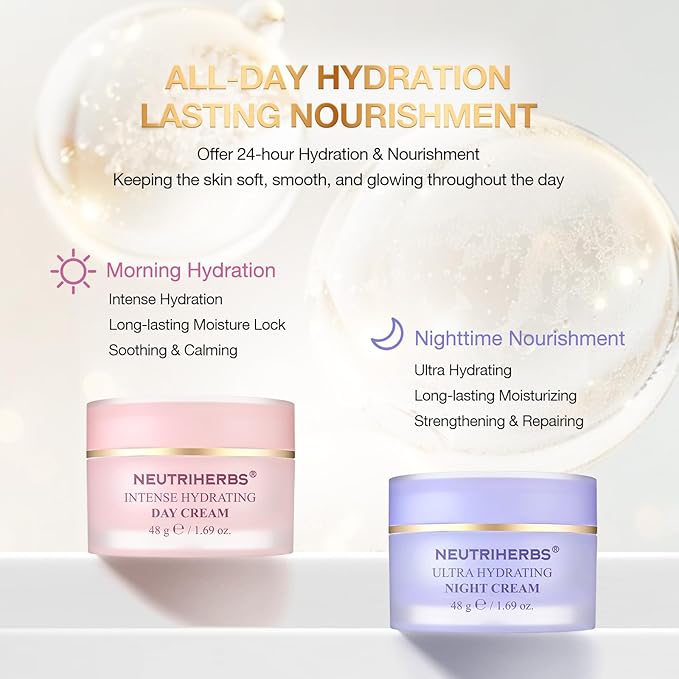 Neutriherbs Intense Hydrating Day Cream,Face Moisturizer with Hyaluronic Acid,Shea Butter,Centella,Sooth Nourish Moisturize Skin,Lightweight Face Cream for Dry or Sensitive Skin - 1.69oz