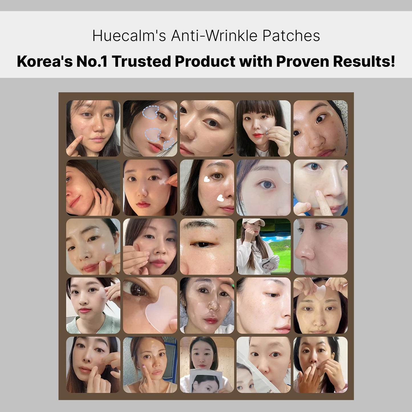 HUECALM Anti-Wrinkle Patches Face Lifting with Hydrolyzed Collagen–Invisible Forehead, Eye, Smile Line Anti-Wrinkle Tape, K-Beauty Overnight Korean Skincare for Women–Facial Self Care (48 Patches-2PK)