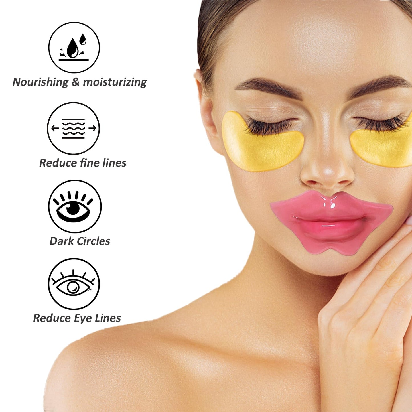 32 Pairs Eye Masks & Lip Masks, Collagen Crystal Lip Mask and Eye Mask, Crystal Collagen Eye Patches for Puffy Eyes, Effectively Eliminates Dark Circles and Eye Bags, Reduces Lip Wrinkles