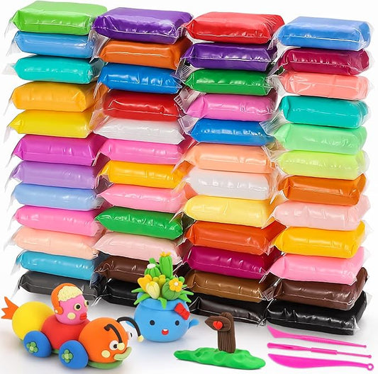 Air Dry Clay kit, EDIFON Modeling Clay Ultra Light Magic Clay with Tools, Safe and Non-Toxic Modeling Clay, Ideal Gift for Kids (48 Colors + Tools)