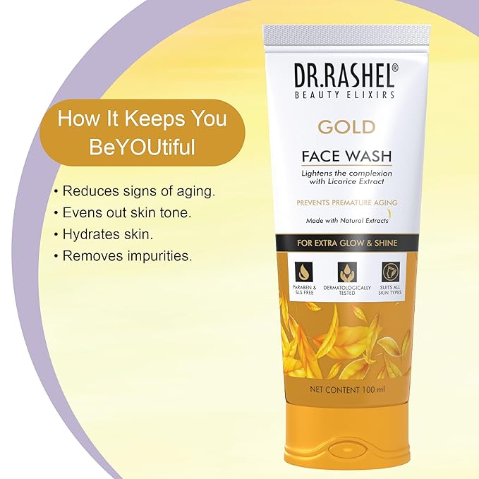 Gold Face Wash The Complexion With Licorice Extract With No Parabens, Sls, Silicones & Colour - 100 ml /3.38 Fl Oz