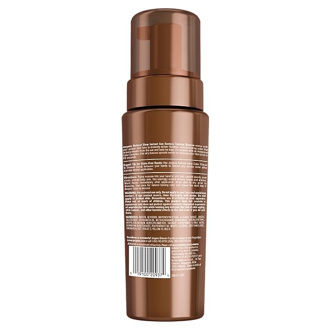 Jergens Natural Mousse, Light Bronze Tan for Fair Skin, Odor Free, 6 Fl Oz