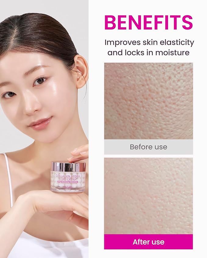 YADAH Collagen Hydra Core Cream - Barrier Repair Moisturizer with 10 Types of Hyaluronic Acids, 1000ppm Low Molecular Collagen (Capsule) & Creamide, Deep Hydration for Sensitive Skin, 1.76 oz