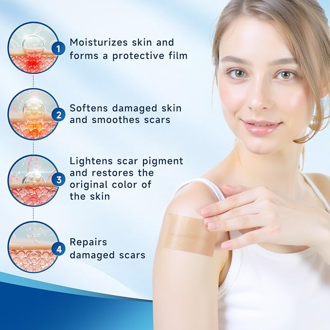 Silicone Scar Sheets, Silicone Scar Tape(1.8” x 157” Roll 4M), Silicone Scar Sheets for Surgical Scars, Keloid Bump Removal, Stretch Marks Removal, C-Section, Burn et