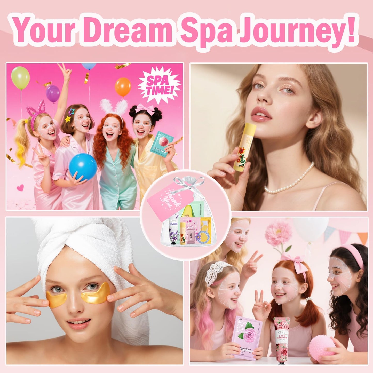 90 PCS Spa Party Supplies for Girls,Daughter Spa Gift Sets Favors Include Face Masks,Lip Balm,Under Eye Patches,Lip Mask & Compressed Towel,Hair Band,Spa Sleepover Party Supplies for Women
