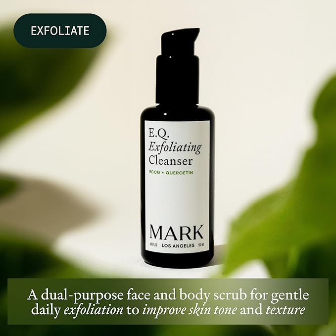 EQ Exfoliating Cleanser | Plant-Based EGCG & Quercetin for Redness, Blemishes & Hydration | Gentle Face & Body Scrub with Squalane Oil & Finely Ground Walnut Shells | Fragrance-Free | 4.05 fl oz