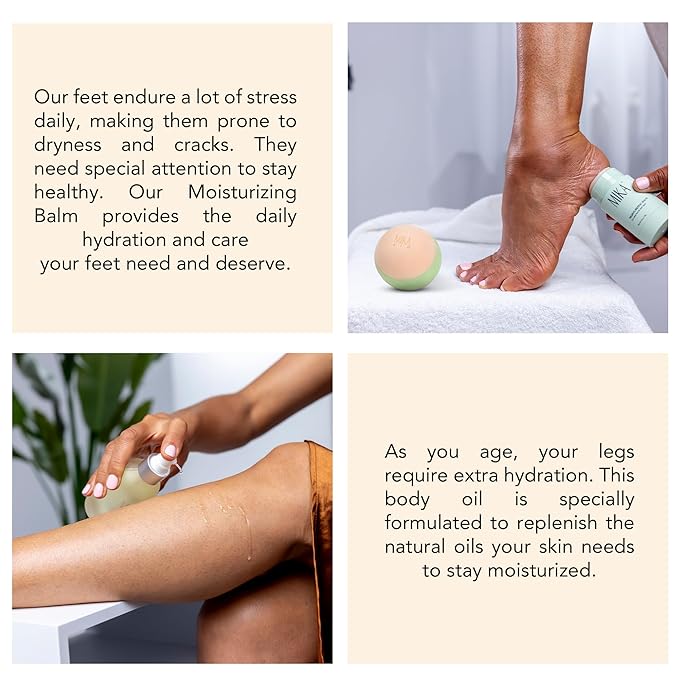 Pamper Me Luxury Bundle Body Oil Foot Balm Massage Ball | 3-Piece Beauty Kit with Organic Body Oil for Dry Skin Foot Balm for Dry Cracked Feet and Massage Ball | Clean Beauty, Vegan and Paraben Free