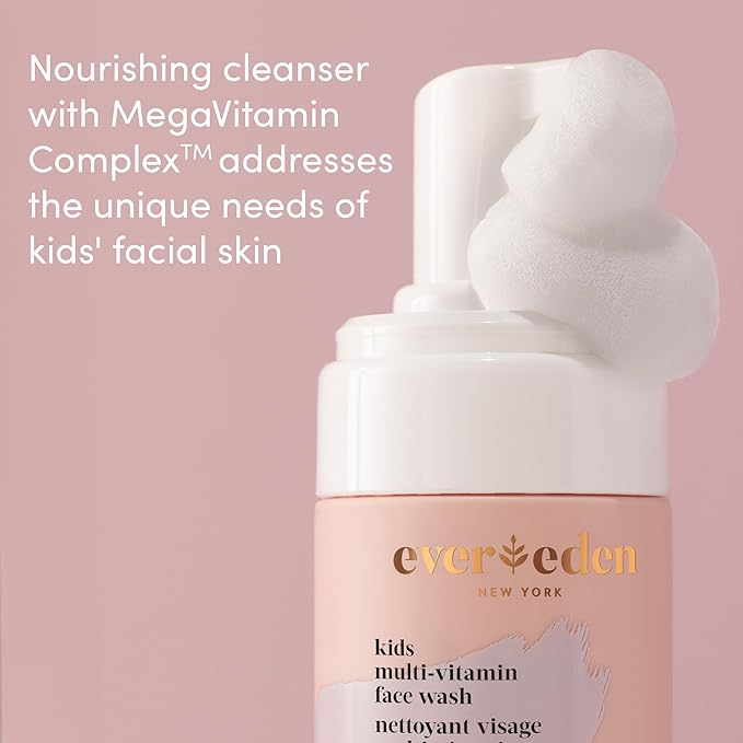 Evereden Kids Face Wash: Cool Peach, 3.4 fl oz. | Gentle Skin Care | Non-toxic and Clean Ingredients | Multi-Vitamin Skin Care for Kids