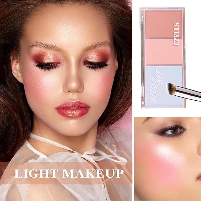 Cream Blush Stick with Brush,Waterproof Multi Cream Blush Skin M3