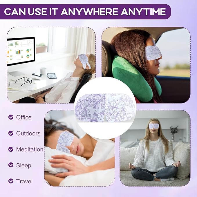 XPCARE 24 Pack Steam Eye Masks for Dry Eyes, Self Heated Steam Warm Eye Mask, Disposable Heated Eye Mask for Dark Circles, Puffy Eyes, Relief Stress Eye Fatigue (Unscented)